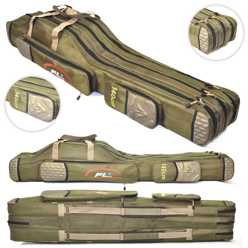 Pokrowiec wędkarski 3 komory usztywniany 150cm olive