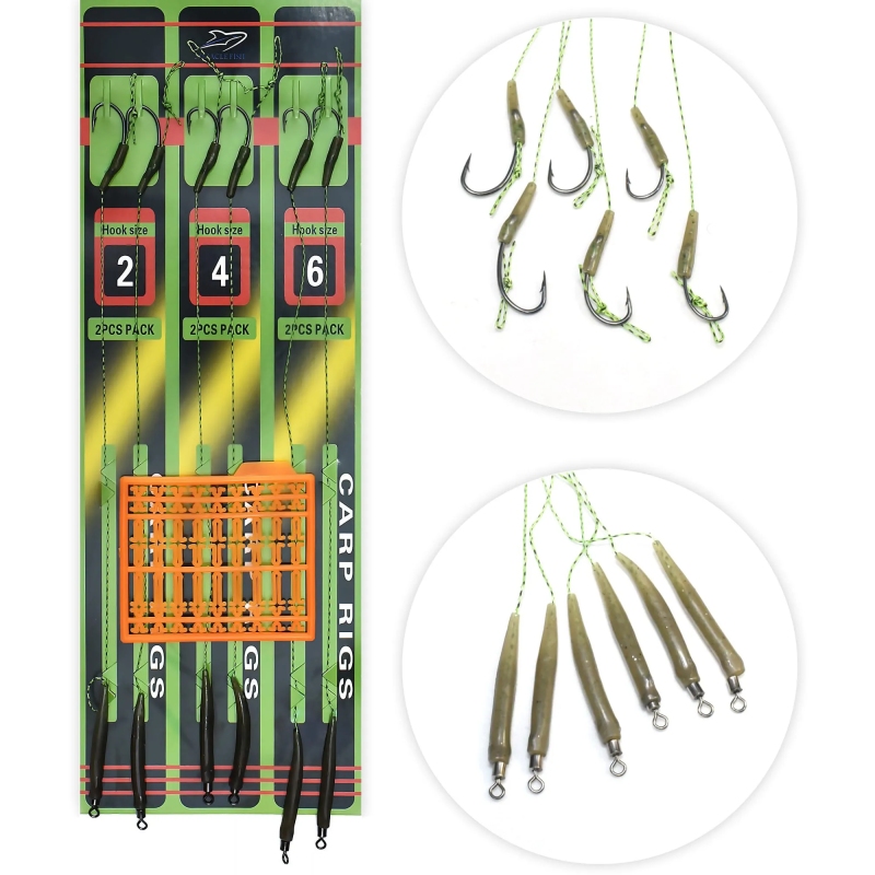 Przypony karpiowe z włosem plecionka hak 2,4,6