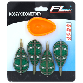 Zestaw 4x koszyk 40g 50g 60g 70g Method Feeder + foremka silikonowa
