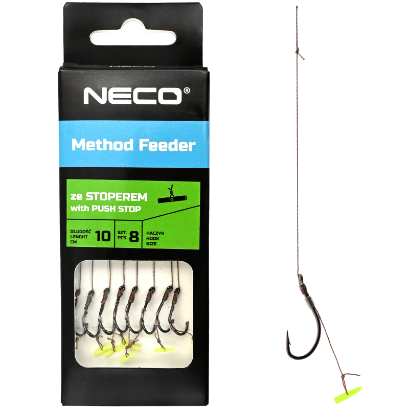 Przypony do method feeder na plecionce wiązane push stop hak nr 6