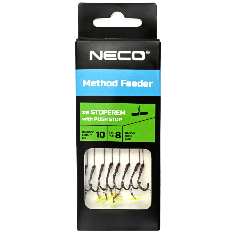 Przypony do method feeder na plecionce wiązane push stop hak nr 10