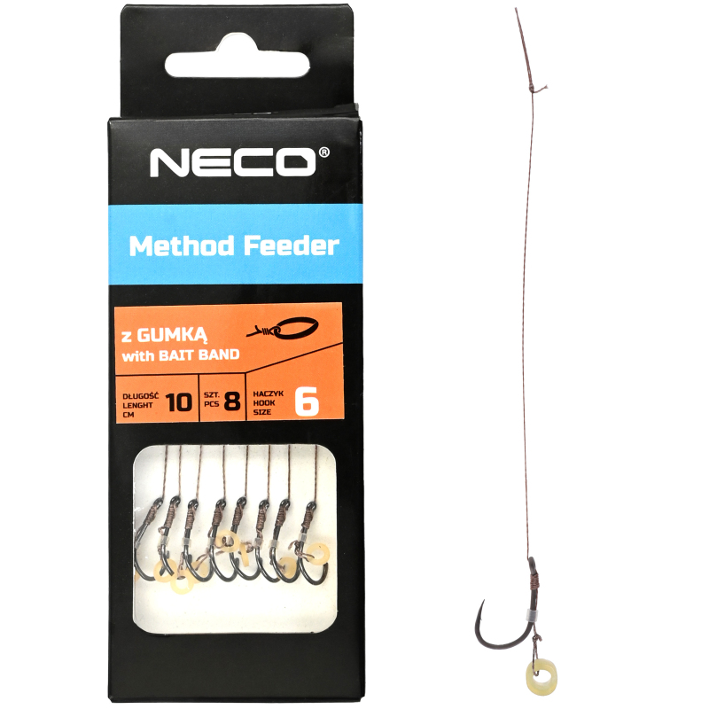 Przypony do method feeder na plecionce wiązane z gumką hak nr 12