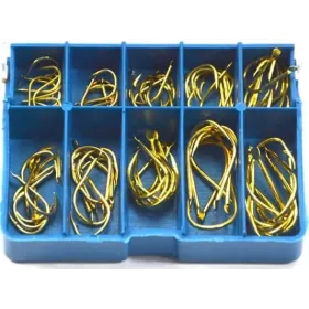 Zestaw haczyków w pudełku złote  100 szt