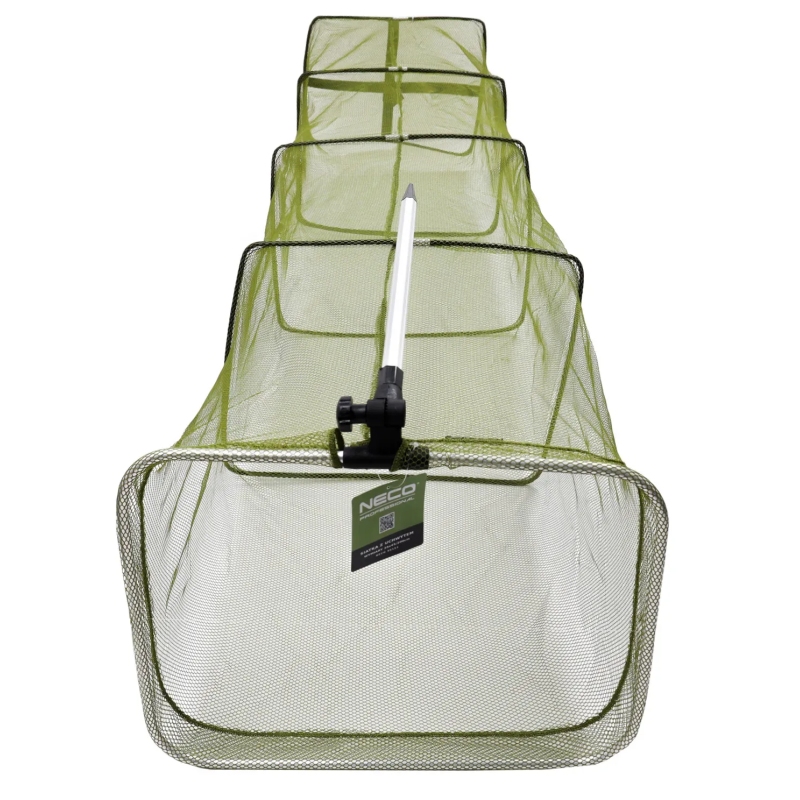 SIATKA WĘDKARSKA PROSTOKĄTNA SADZYK 3M 35x45CM SZTYCA 7 OBRĘCZ NECO