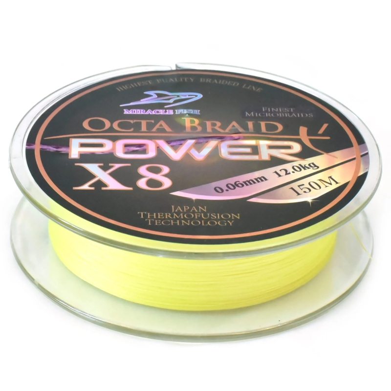 Plecionka octa braid power x8 yellow 0,08mm 150m
